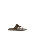 Prada flache Sandalen aus braunem Bos-Taurus-Kalbsleder