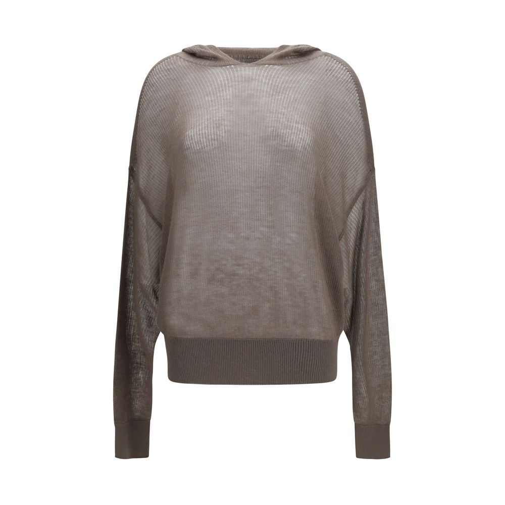 Sweat à capuche Rick Owens en cachemire gris