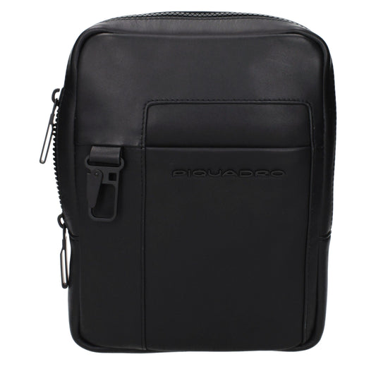 Borsa a tracolla in pelle nera Piquadro