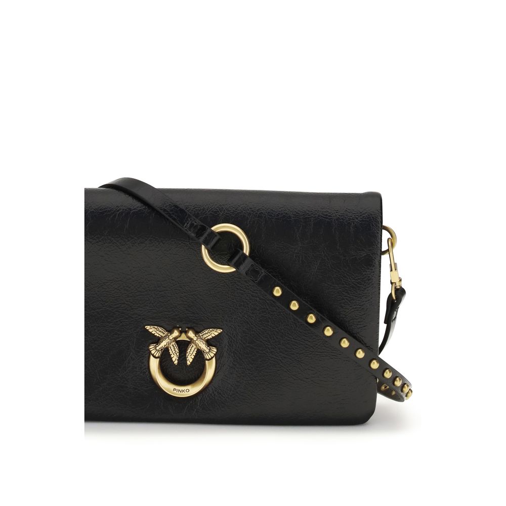 Borsa a Spalla PINKO in Pelle di Capra Nera
