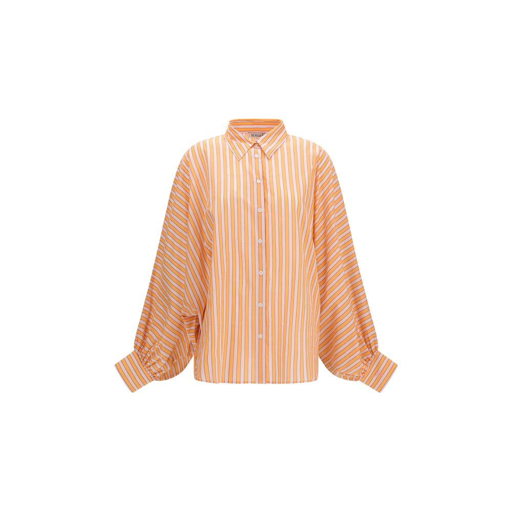 SOSUE Orange Cotton Pattern Shirt