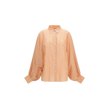 SOSUE Orange Cotton Pattern Shirt