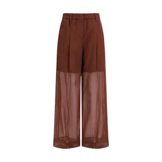 Brunello Cucinelli Pantaloni Casual Marroni in Cotone