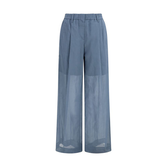 Pantalone Casual Brunello Cucinelli in Cotone Blu