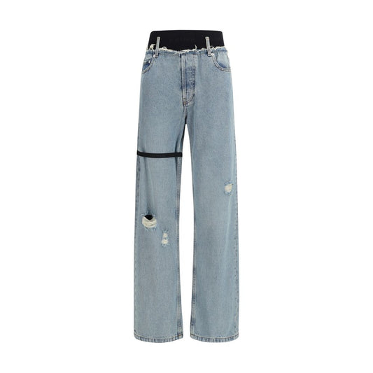Jeans a vita alta in cotone blu ALAINPAUL
