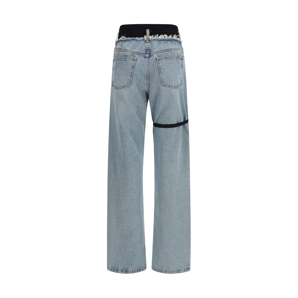 Jean taille haute en coton bleu ALAINPAUL
