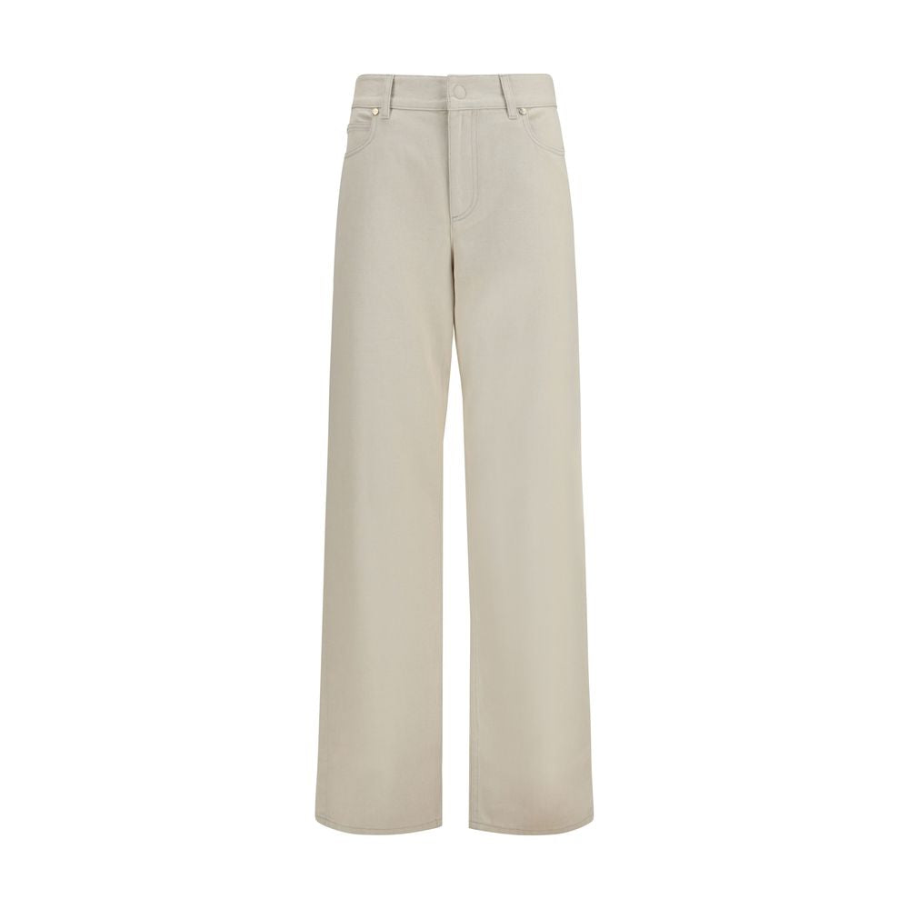 Jeans Fendi droit en coton beige