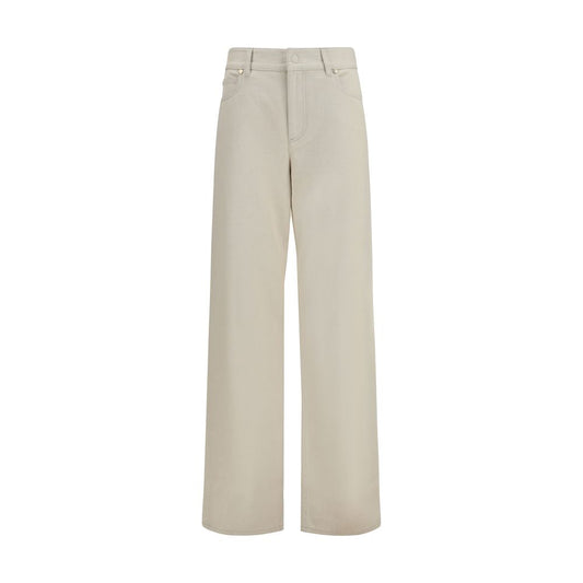 Jeans Fendi dritti in cotone beige