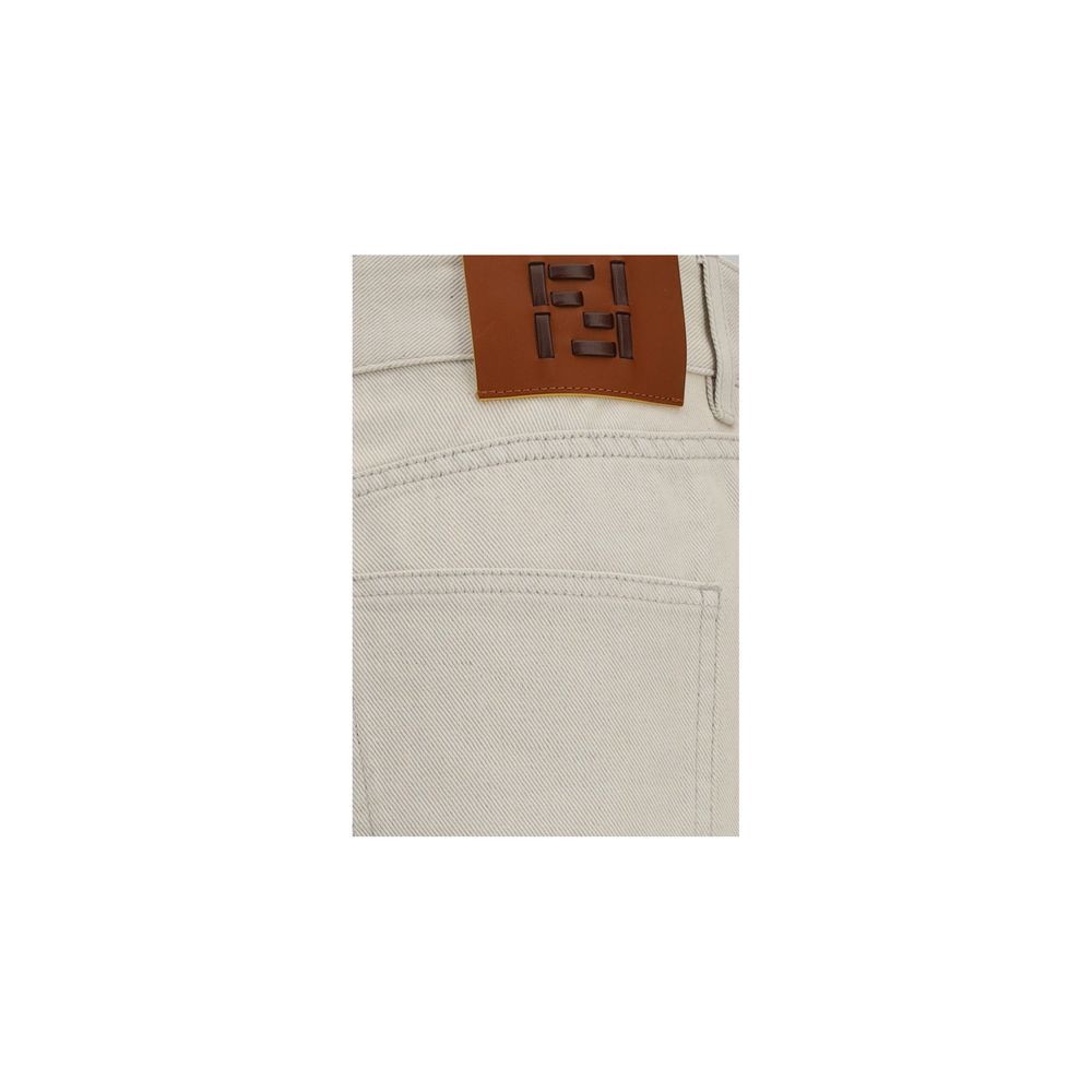 Fendi Beige Cotton Straight-Leg Jeans