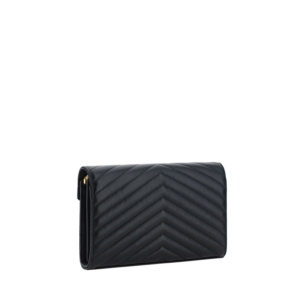 Borsa a Spalla Saint Laurent Nera in Pelle di Agnello Ovis Aries