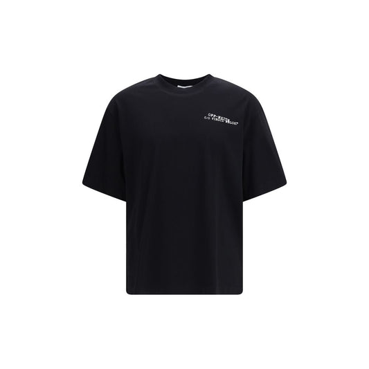 T-Shirt Nera in Cotone Off-White