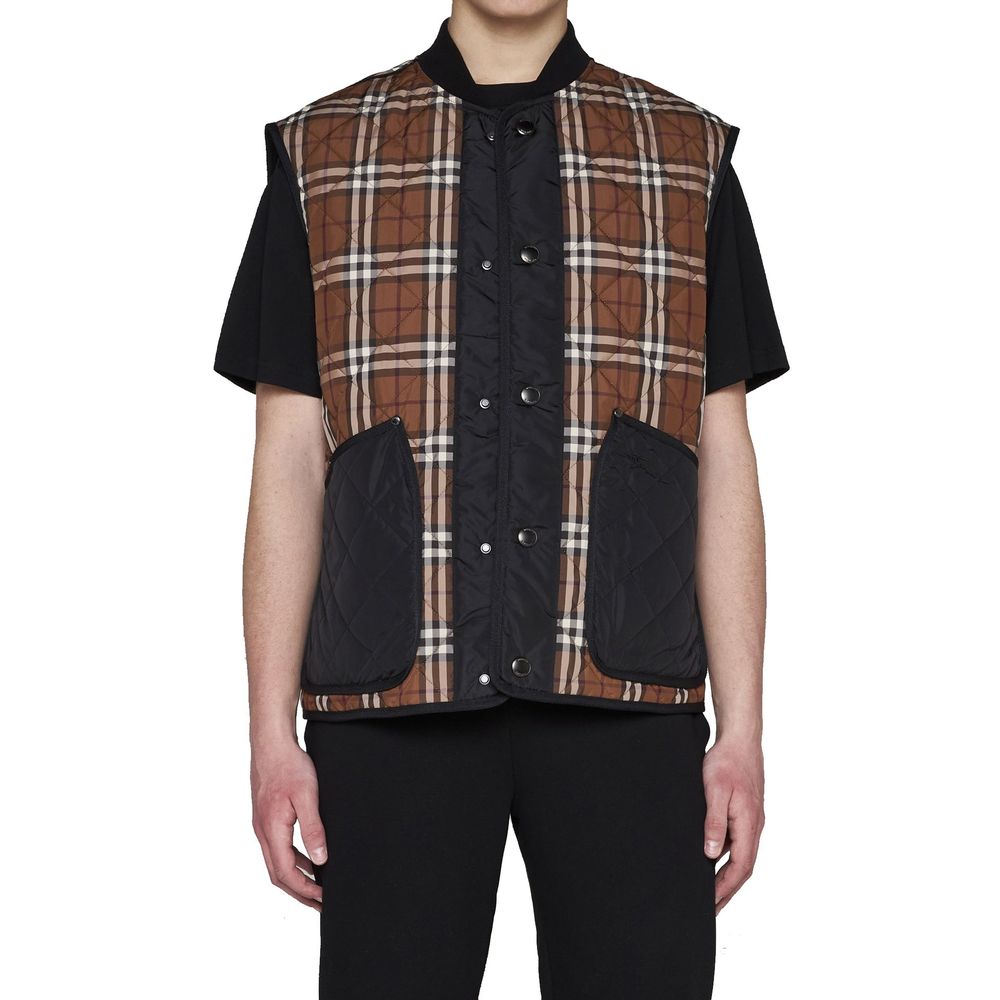 Gilet smanicato Burberry in poliestere marrone