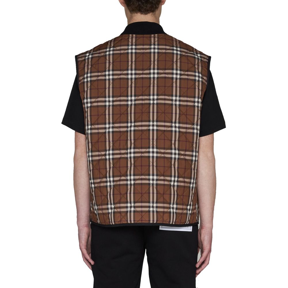 Gilet smanicato Burberry in poliestere marrone