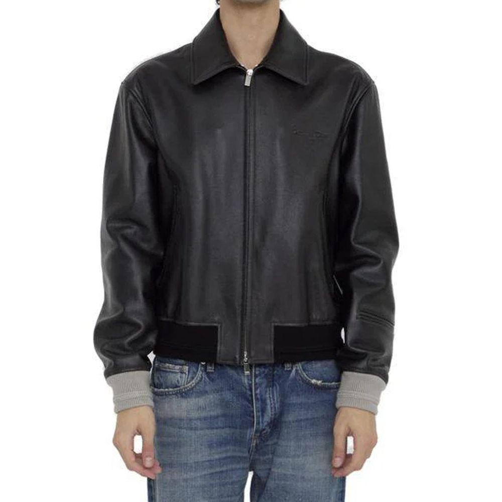 Giacca Dior in pelle di vitello nera