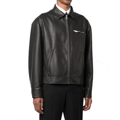 Prada Black Lamb Leather Leather Jacket