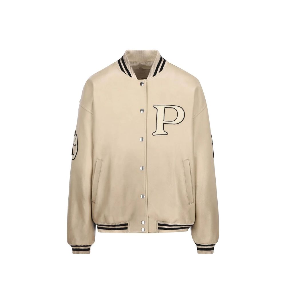 Bomber Prada in pelle di vitello beige