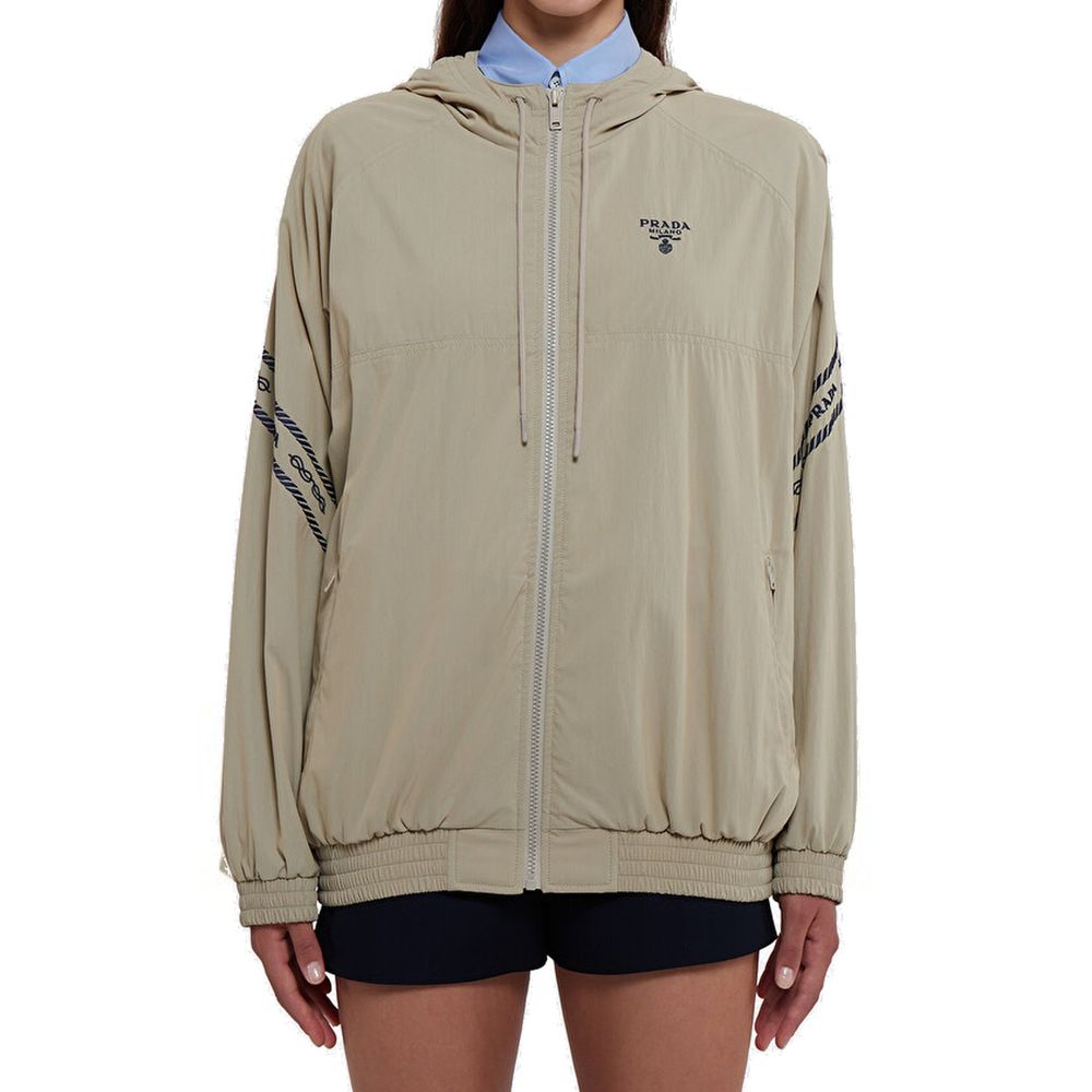 Giacca lunga Prada in cotone beige