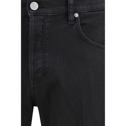PT Torino Black Cotton Tapered Jeans
