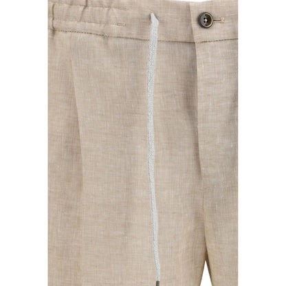 PT Torino Beige Linen Casual Pants