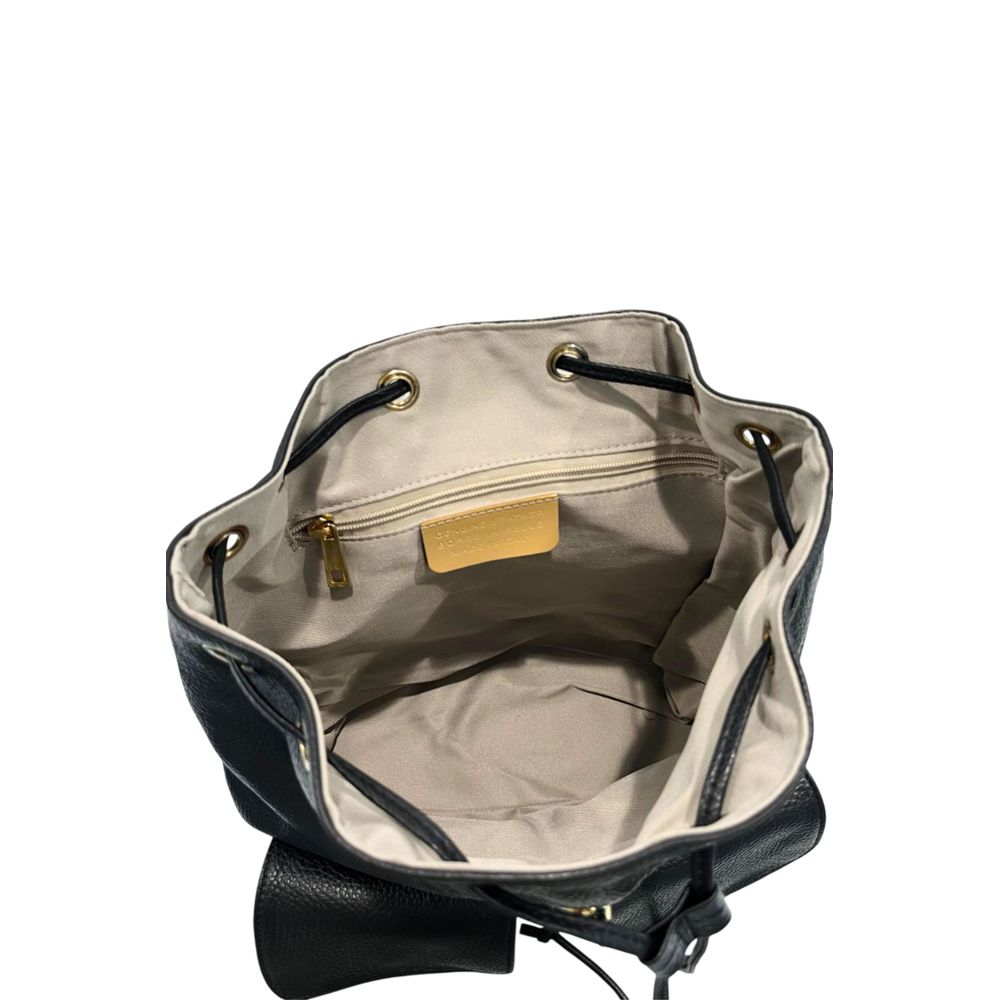 Baldinini Trend Black Leather Women Backpack