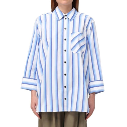 Ganni Blue Cotton Blouse