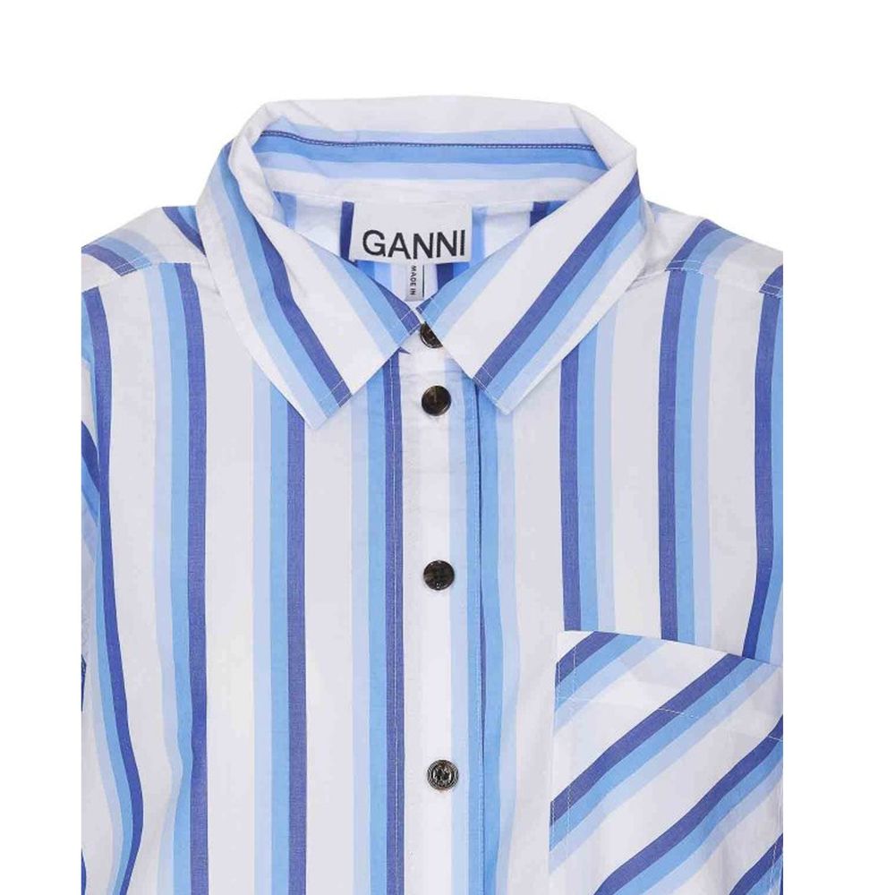 Ganni Blue Cotton Blouse