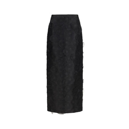 Max Mara Black Silk Long Skirt