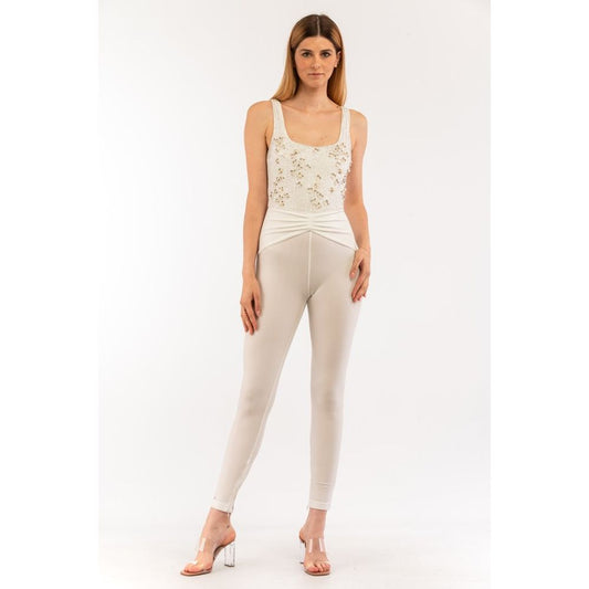 Tuta intera Elisabetta Franchi in poliestere beige