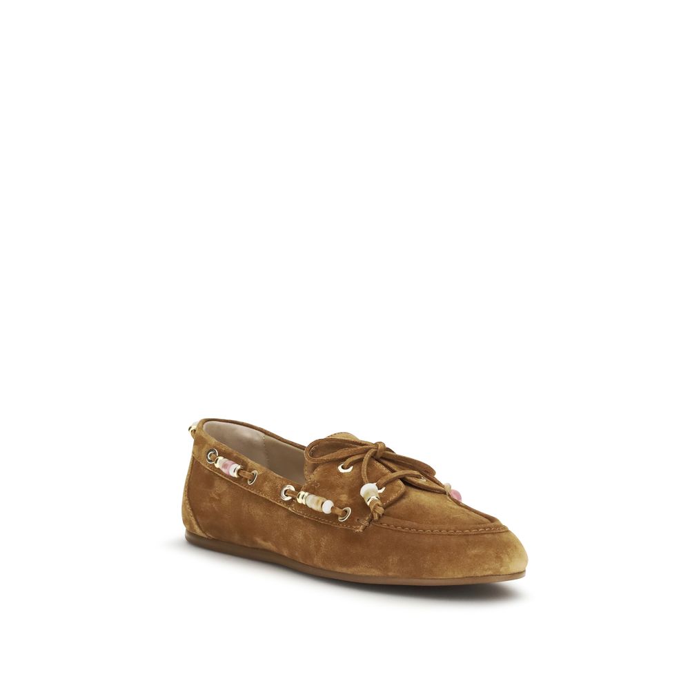 Mocassini Slip-On Stuart Weitzman in Pelle di Vitello Marrone Bos Taurus