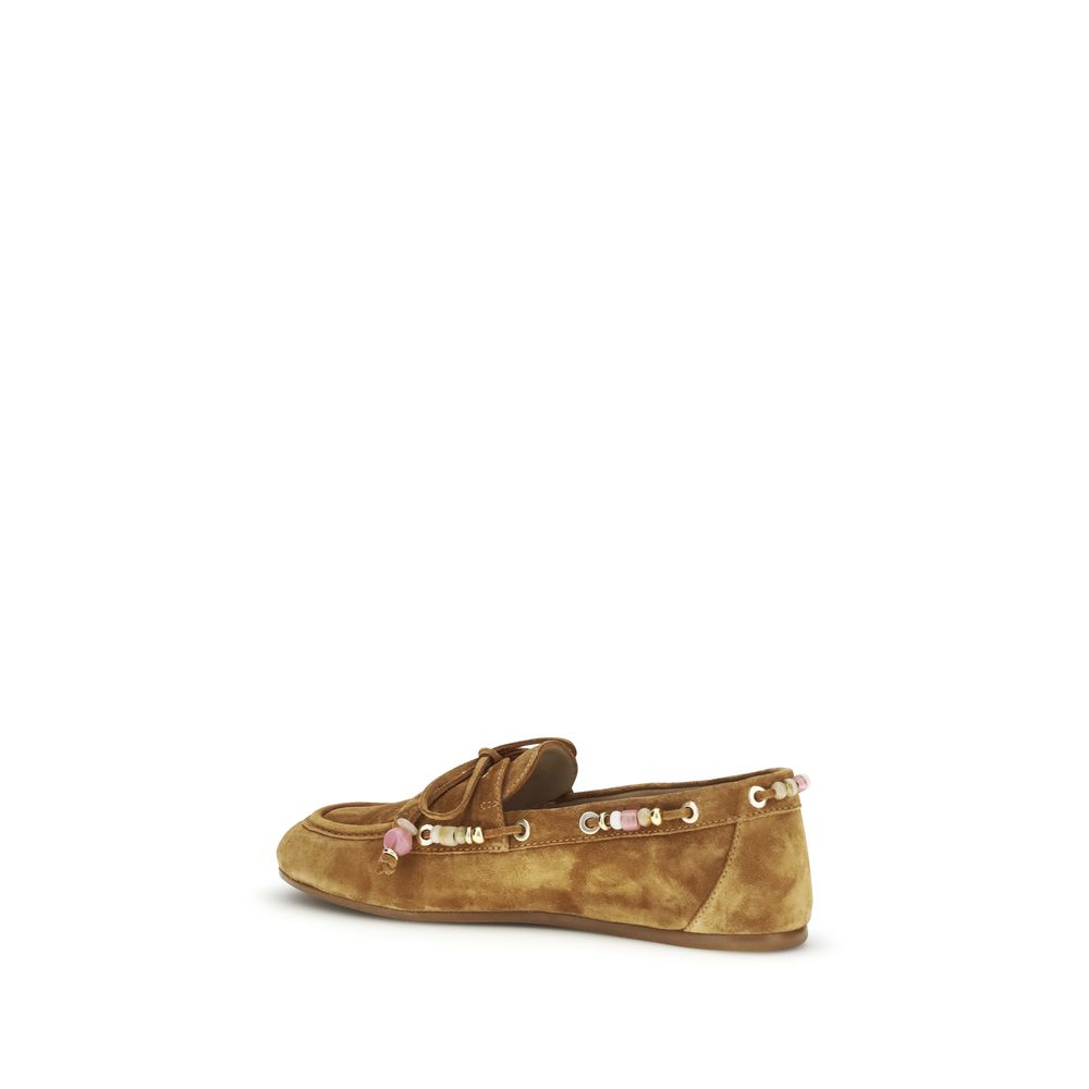 Mocassini Slip-On Stuart Weitzman in Pelle di Vitello Marrone Bos Taurus