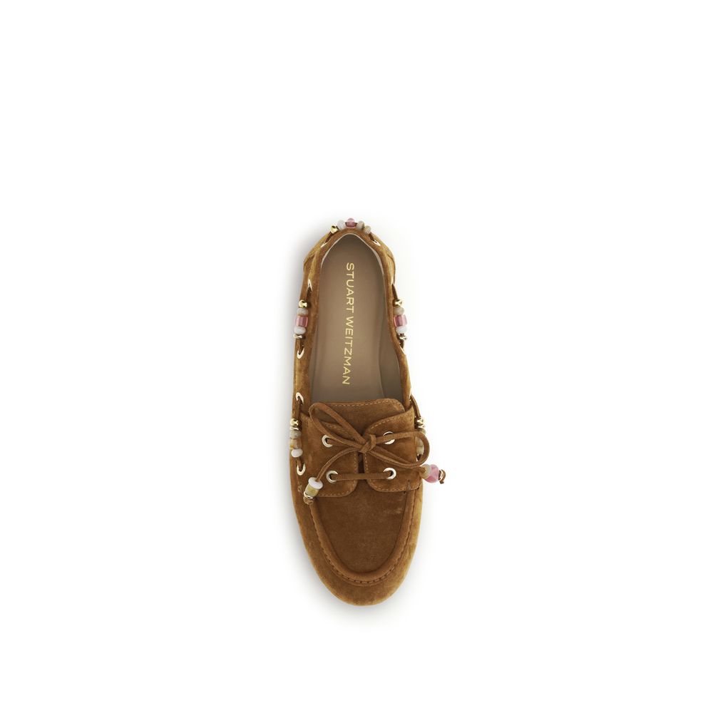 Mocassini Slip-On Stuart Weitzman in Pelle di Vitello Marrone Bos Taurus
