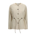 Max Mara Beige Linen Full-Length Jacket