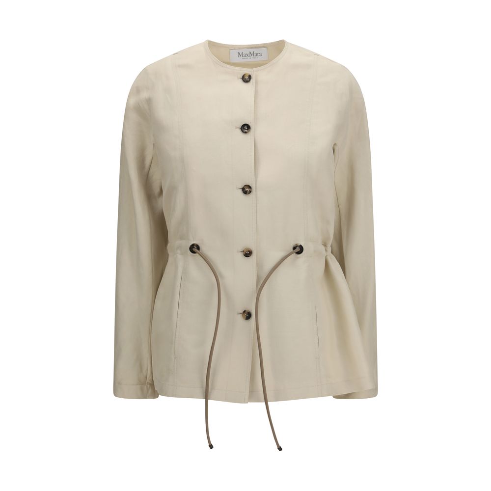 Max Mara Beige Linen Full-Length Jacket