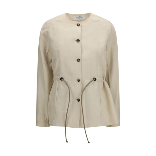Giacca lunga Max Mara in lino beige