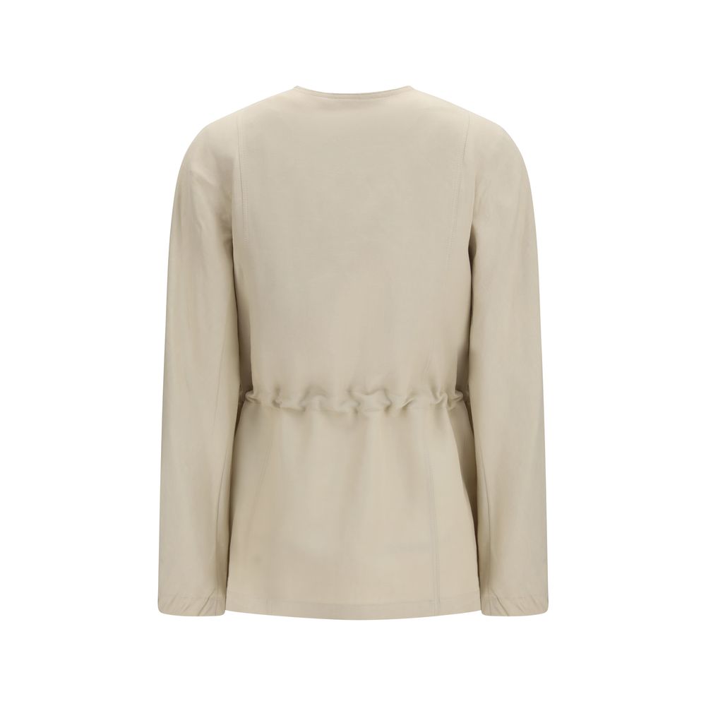 Max Mara Beige Linen Full-Length Jacket