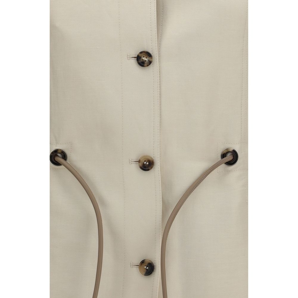 Max Mara Beige Linen Full-Length Jacket