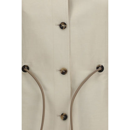 Max Mara Beige Linen Full-Length Jacket