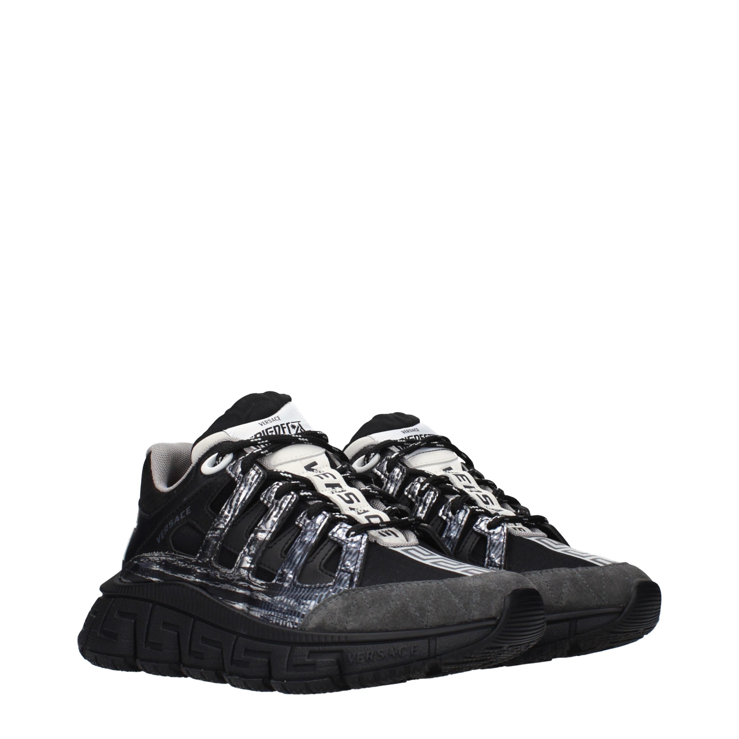 Sneakers sportive in tessuto nero Versace