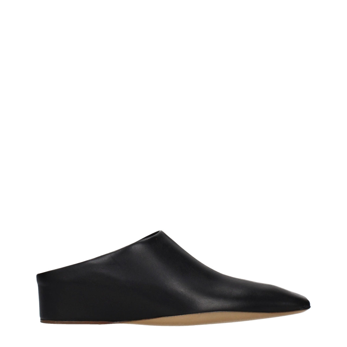 Jil Sander Pantofole in Pelle Nera