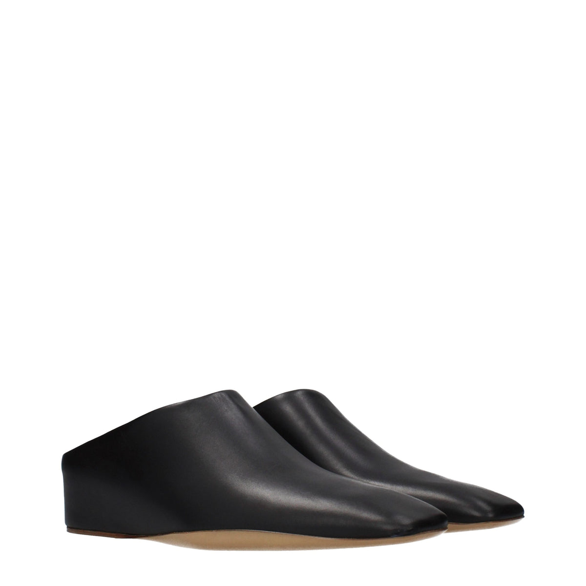 Jil Sander Pantofole in Pelle Nera