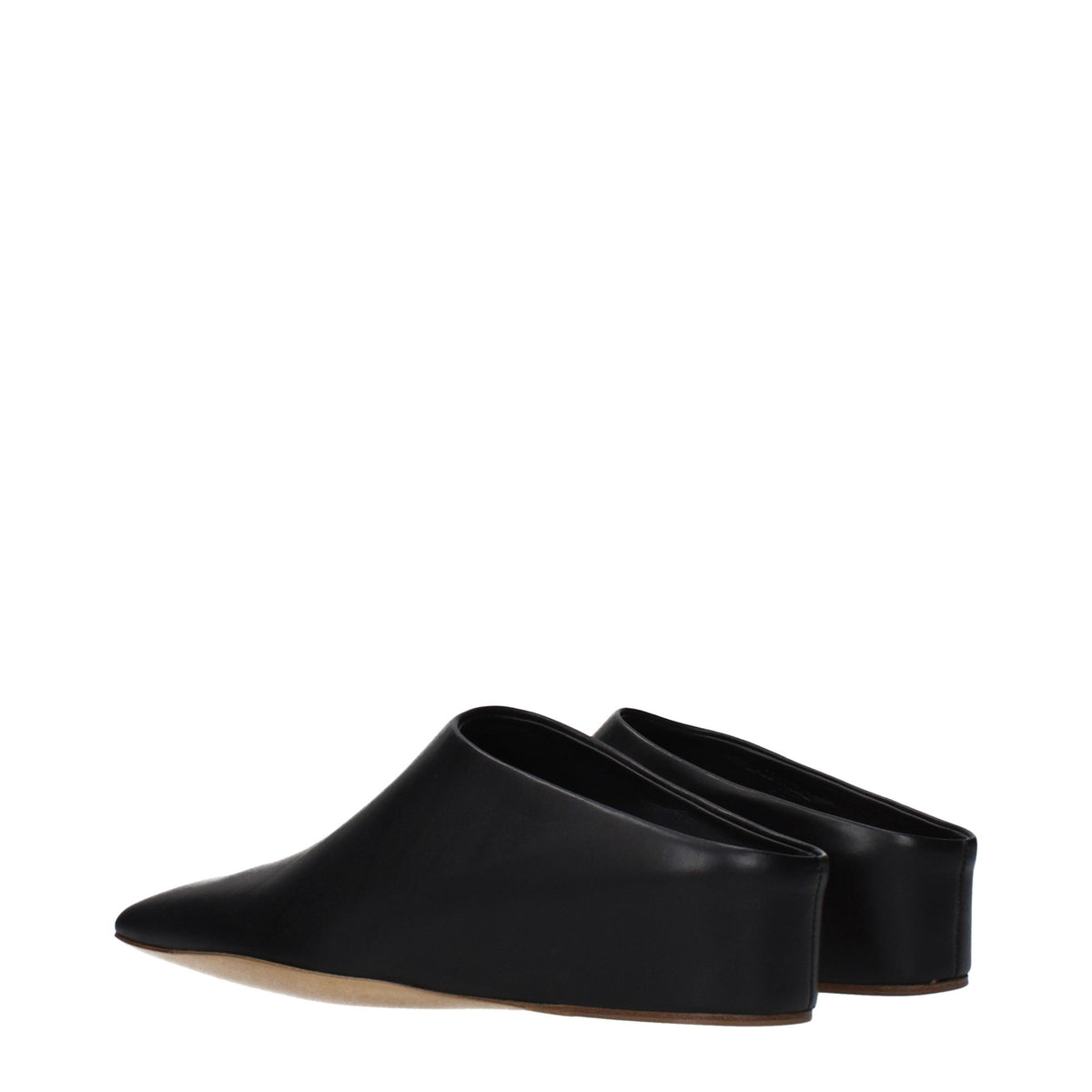 Jil Sander Pantofole in Pelle Nera