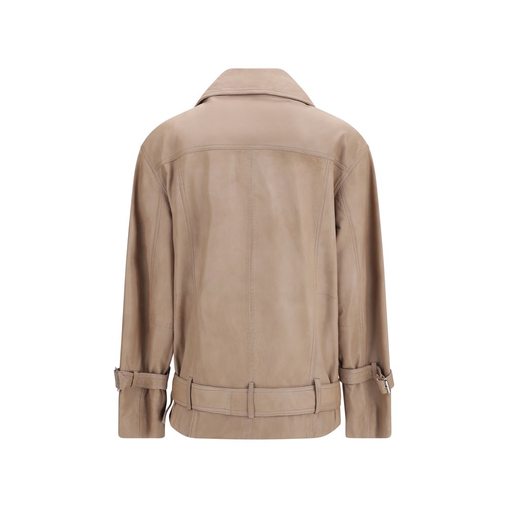 PINKO Beige Lambskin Leather Jacket