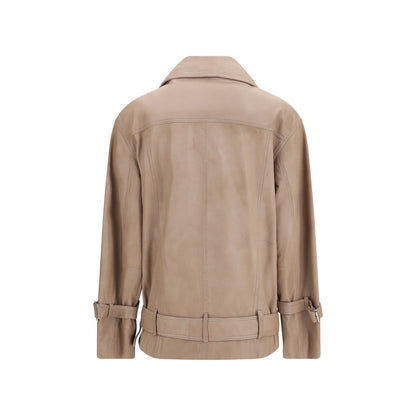 Giacca in pelle d'agnello beige PINKO