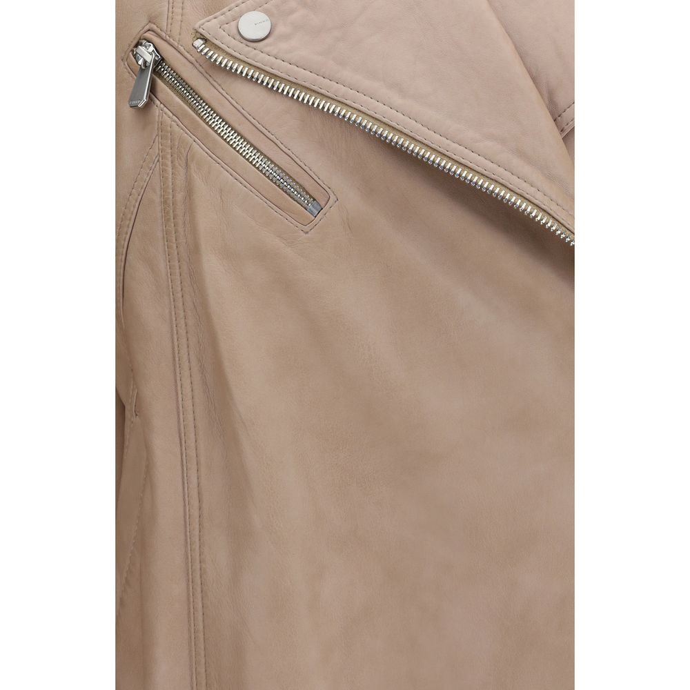 PINKO Beige Lambskin Leather Jacket