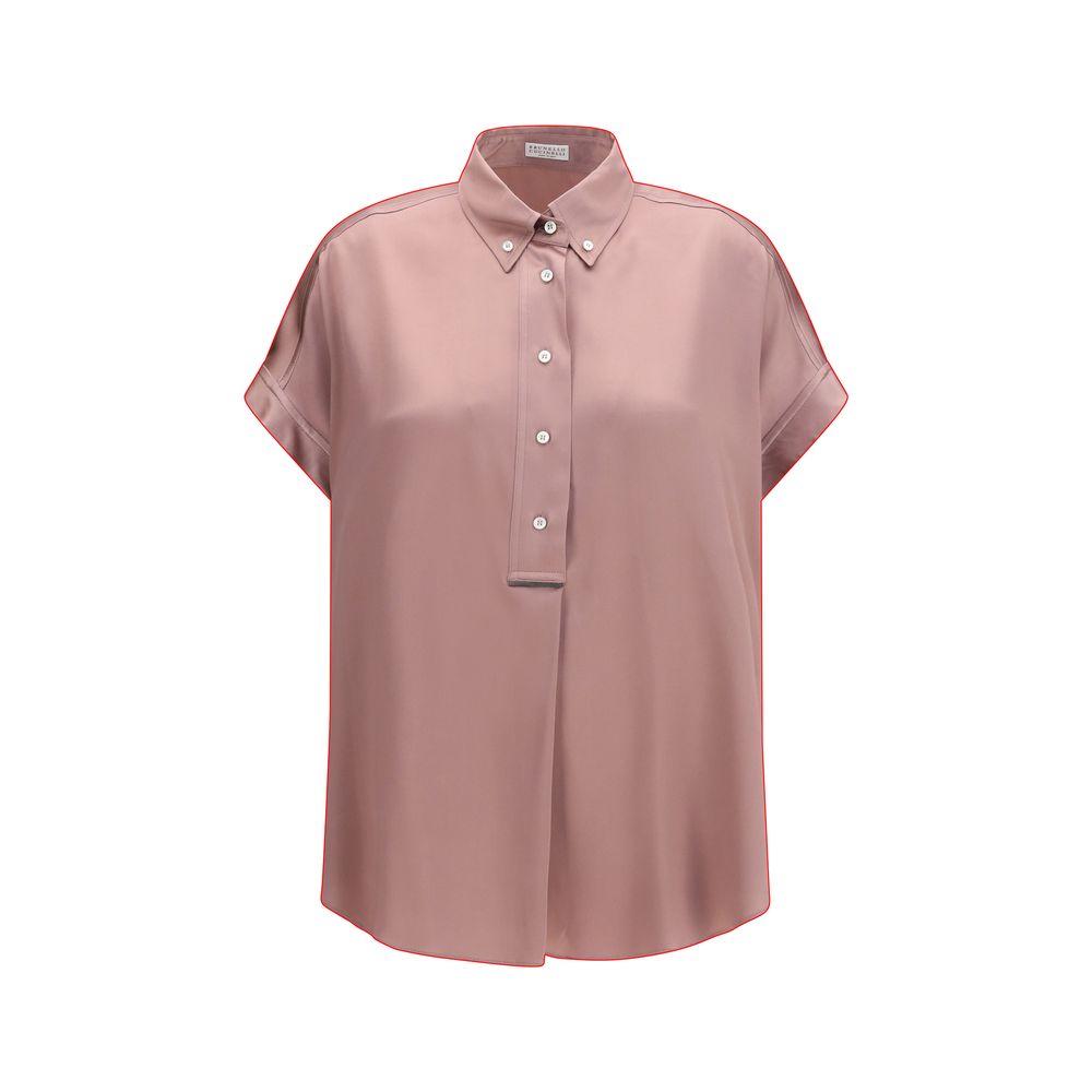 Camicia Brunello Cucinelli in Seta Multicolor a Maniche Corte