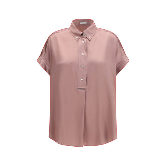 Camicia Brunello Cucinelli in Seta Multicolor a Maniche Corte