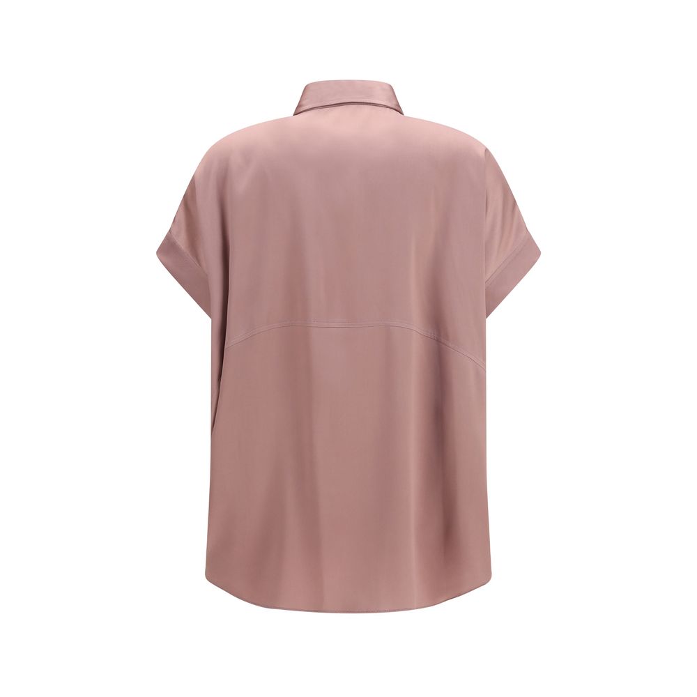 Camicia Brunello Cucinelli in Seta Multicolor a Maniche Corte