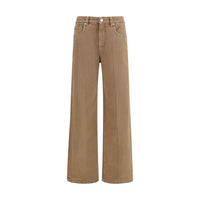 Brunello Cucinelli Jeans A Gamba Dritta In Cotone Marrone