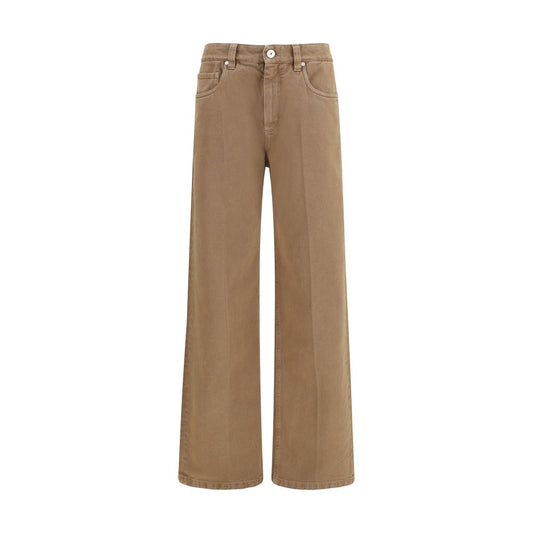 Brunello Cucinelli Jeans A Gamba Dritta In Cotone Marrone