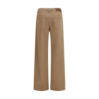 Brunello Cucinelli Jeans A Gamba Dritta In Cotone Marrone